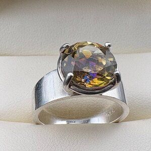 FANCY RARE Fine Silver .950 Citrine Ametrine 3.7 Carat Ring Sz. 7 One of a Kind